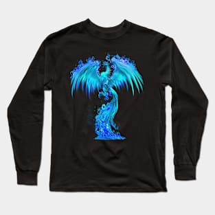 Fantasy Blue Ice Phoenix Rises From The Fiery Ashes Long Sleeve T-Shirt